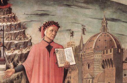 Dante na detailu obrazu Domenica di Michelino (1417—1491)