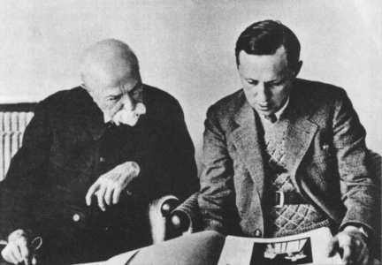 Tomáš Garrigue Masaryk s Karlem Čapkem, 1931, foto: Wikimedia Commons