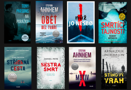 Obálky současných krimi knih.