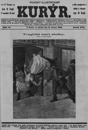 Anonym, Tragická smrt služky, <em>Pražský illustrovaný kurýr </em>(příloha k <em>Hlasu národa</em>) XII, 1908