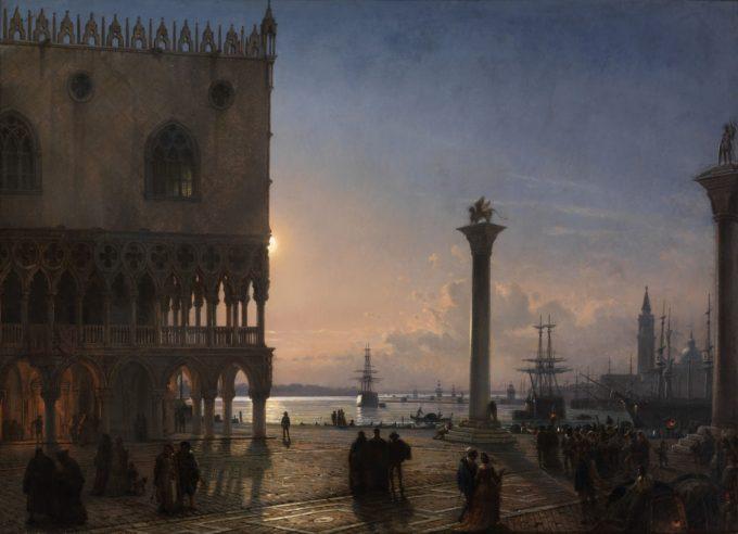 Náměstí Sv. Marka v měsíčním svitu, Friedrich Nerly, 1871